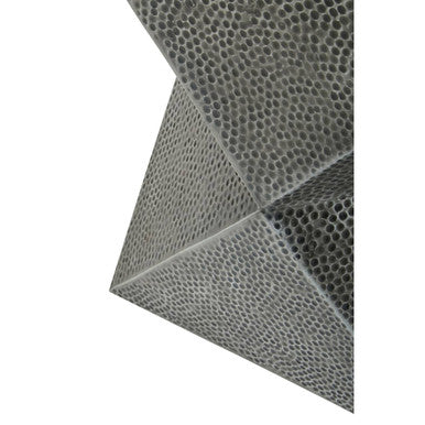 Grey Square Stool with Geometric Detailing and Antique Zinc Finish | Rabia