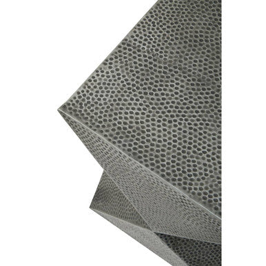 Grey Square Stool with Geometric Detailing and Antique Zinc Finish | Rabia
