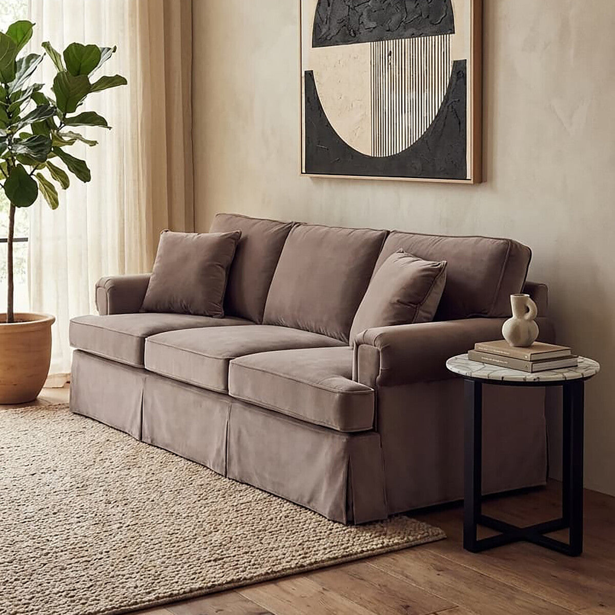 3 Seater Mink Velvet Sofa | Ralph