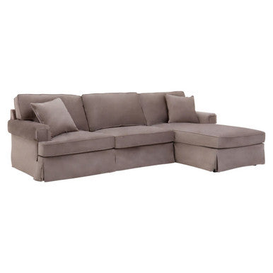 Ralph Three Seat Mink Velvet Right Chaise Sofa