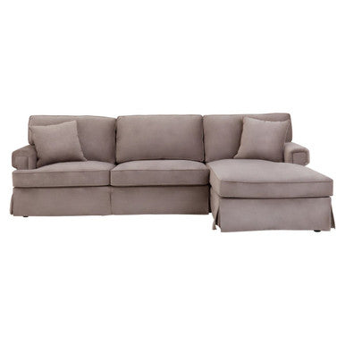 3 Seater Mink Velvet Right Chaise Sofa, Ralph