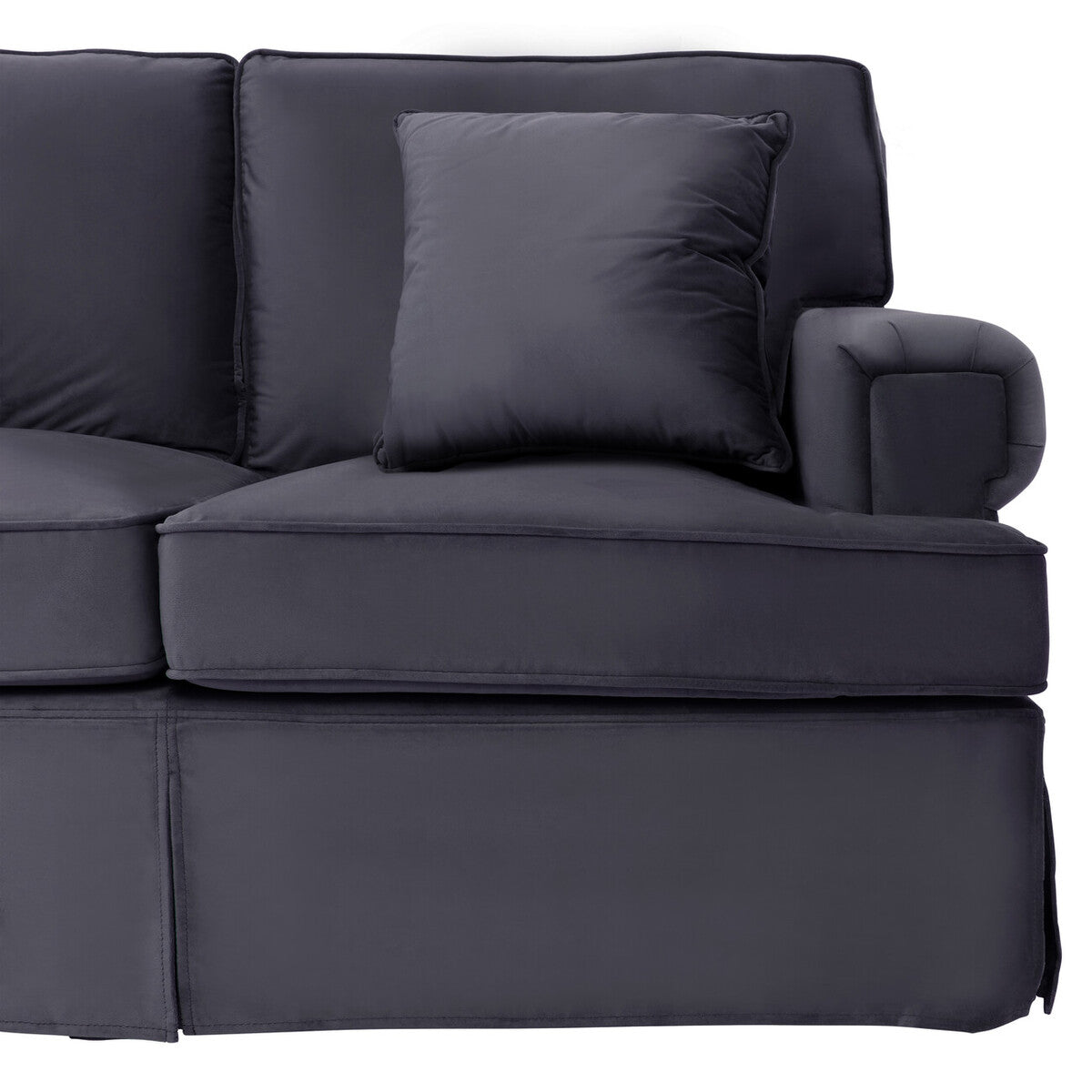Ralph Three Seat Black Velvet Sofa