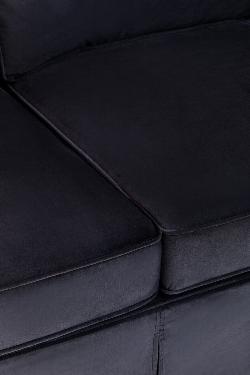 Ralph Three Seat Black Velvet Sofa