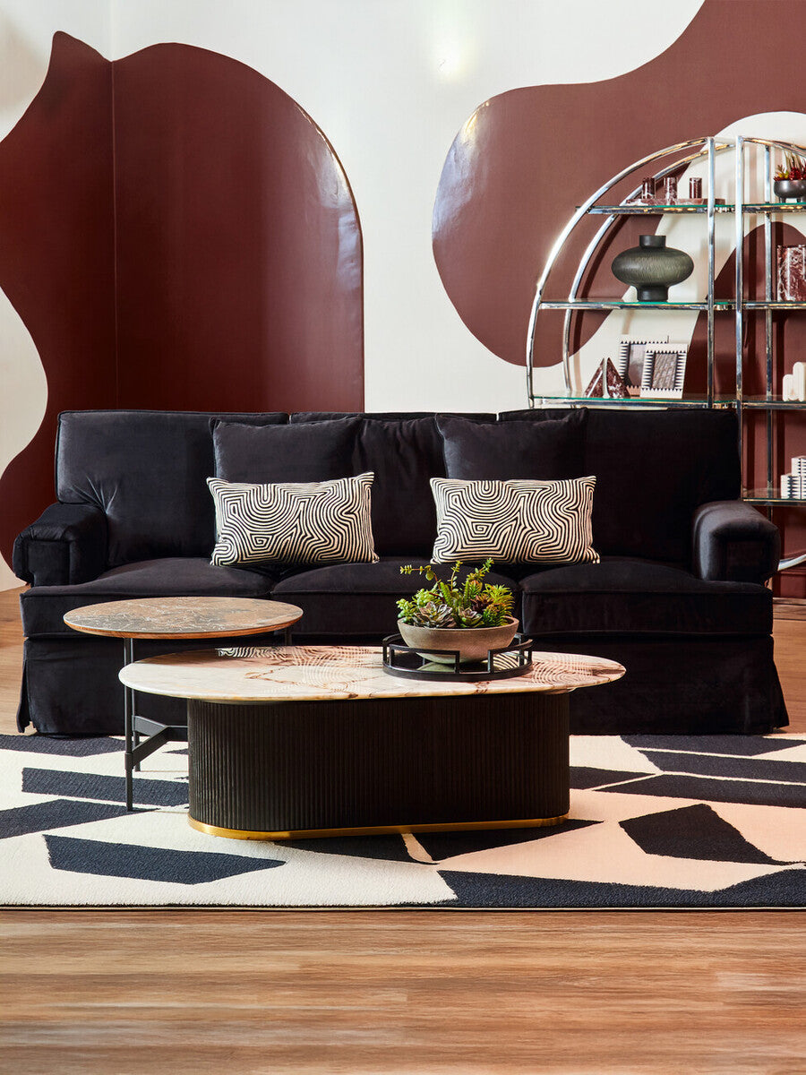 3 Seater Black Velvet Sofa | Ralph