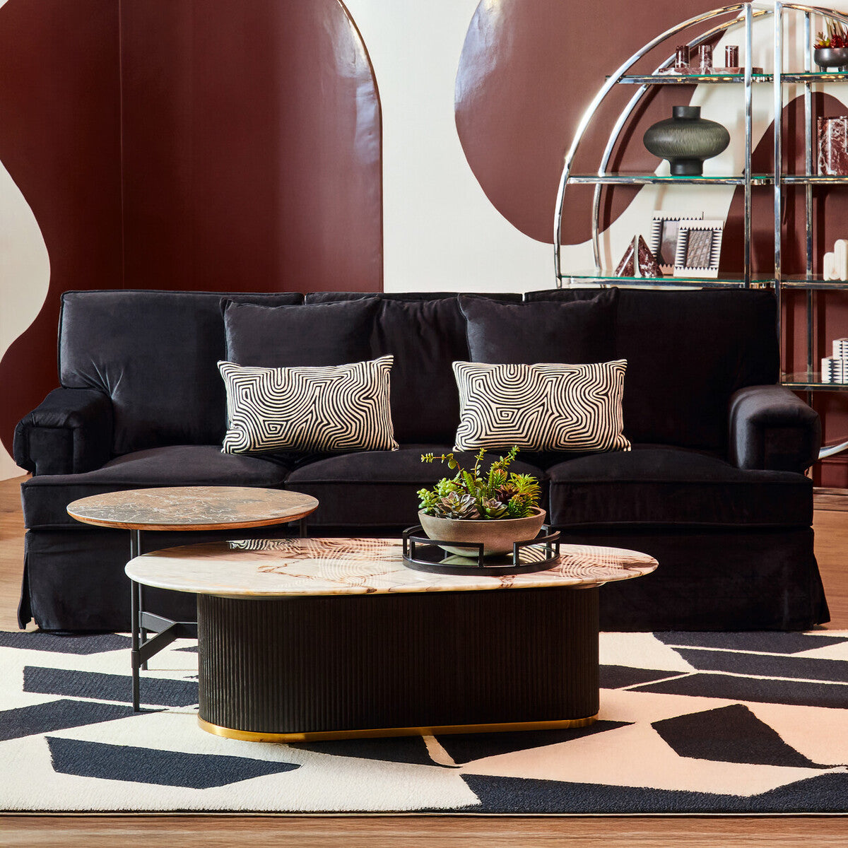 3 Seater Black Velvet Sofa | Ralph