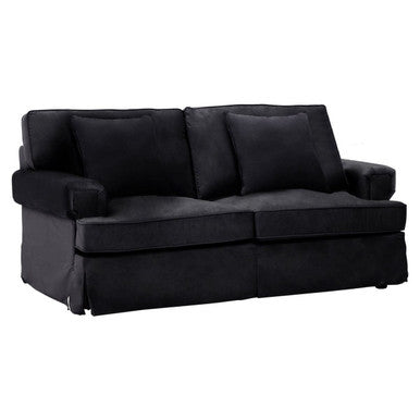 2 Seater Black Velvet Sofa, Ralph