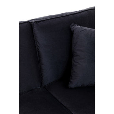 Ralph Three Seat Black Velvet Right Chaise Sofa