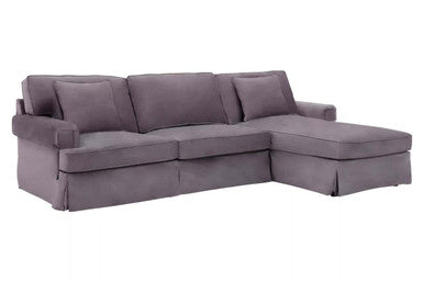 Ralph Three Seat Grey Velvet Right Chaise Sofa