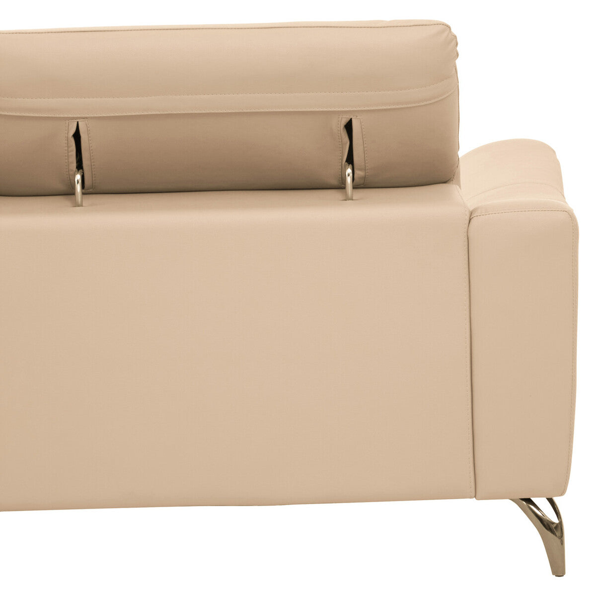 3 Seater Stone Leather Sofa with Adjustable Headrests, Padua