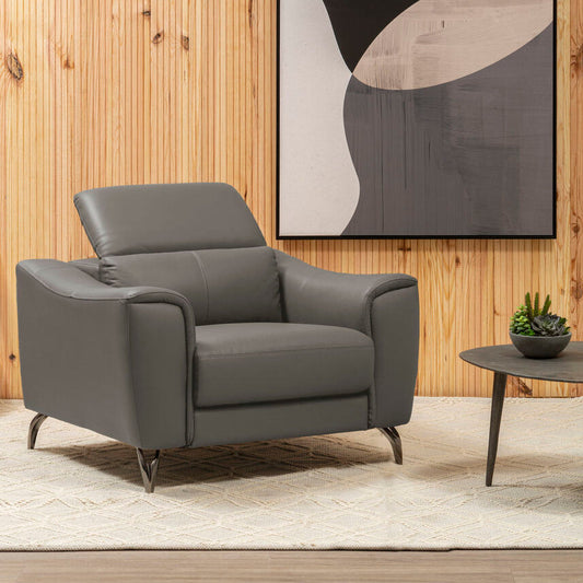 Padua Grey Finish Leather Armchair