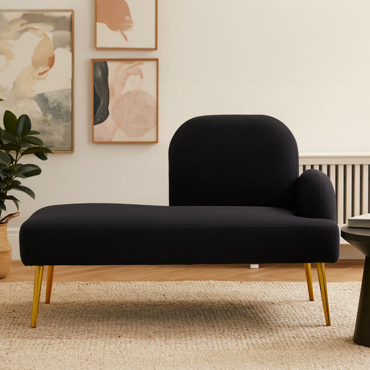 Heather Black Right Hand Chaise Longue