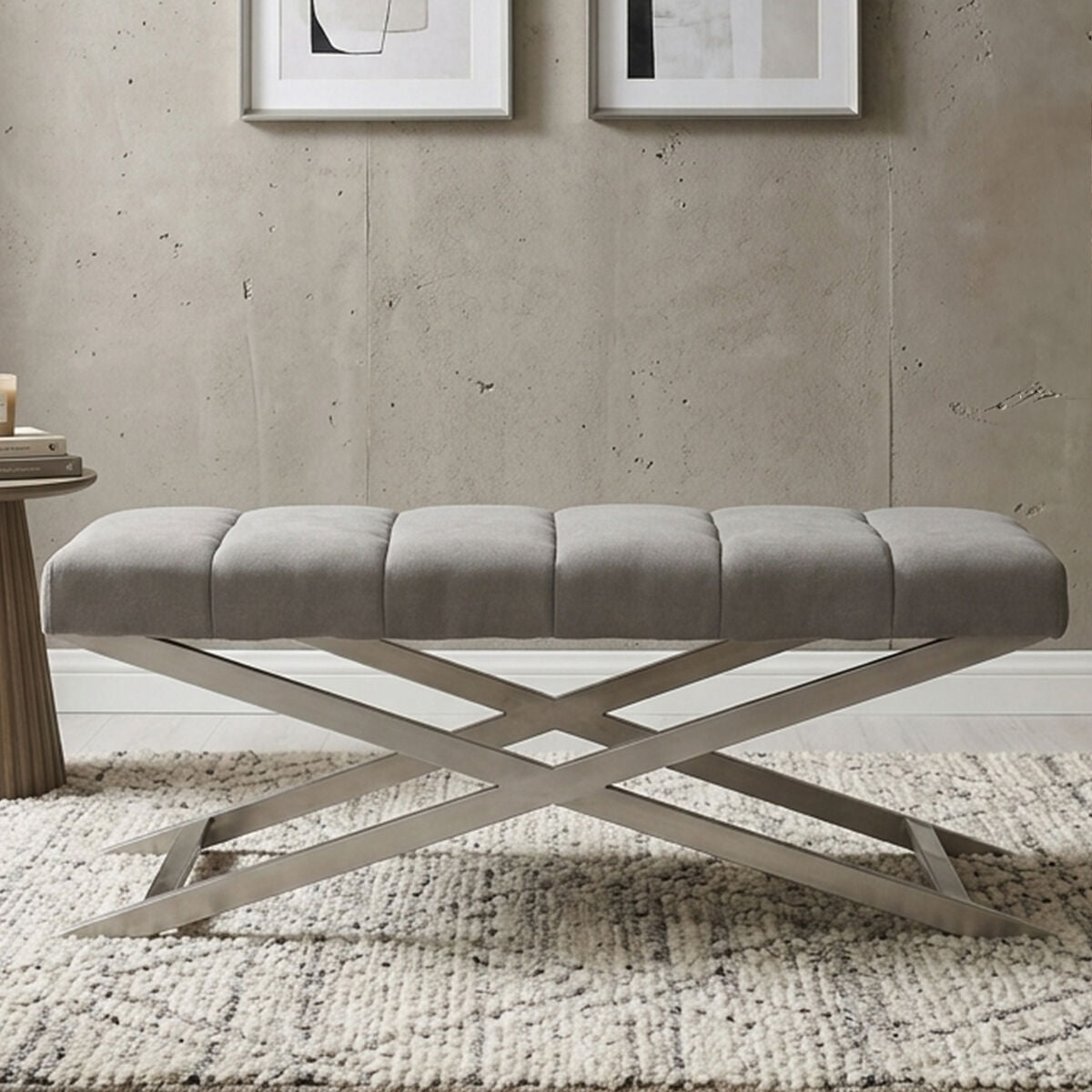 Grey Bench with Cross Base | Gilden