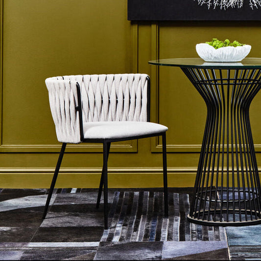 Gilden Grey Dining Chair With Woven Back