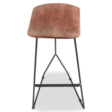 Nandri Distressed Brown Acacia Wood Bar Stool