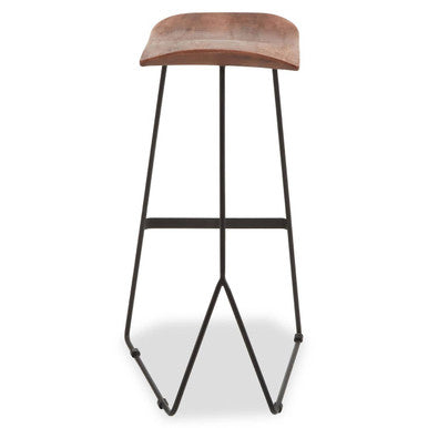 Nandri Distressed Brown Acacia Wood Bar Stool