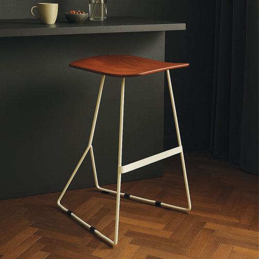 Nandri Acacia Wood with Antique Silver Frame Bar Stool