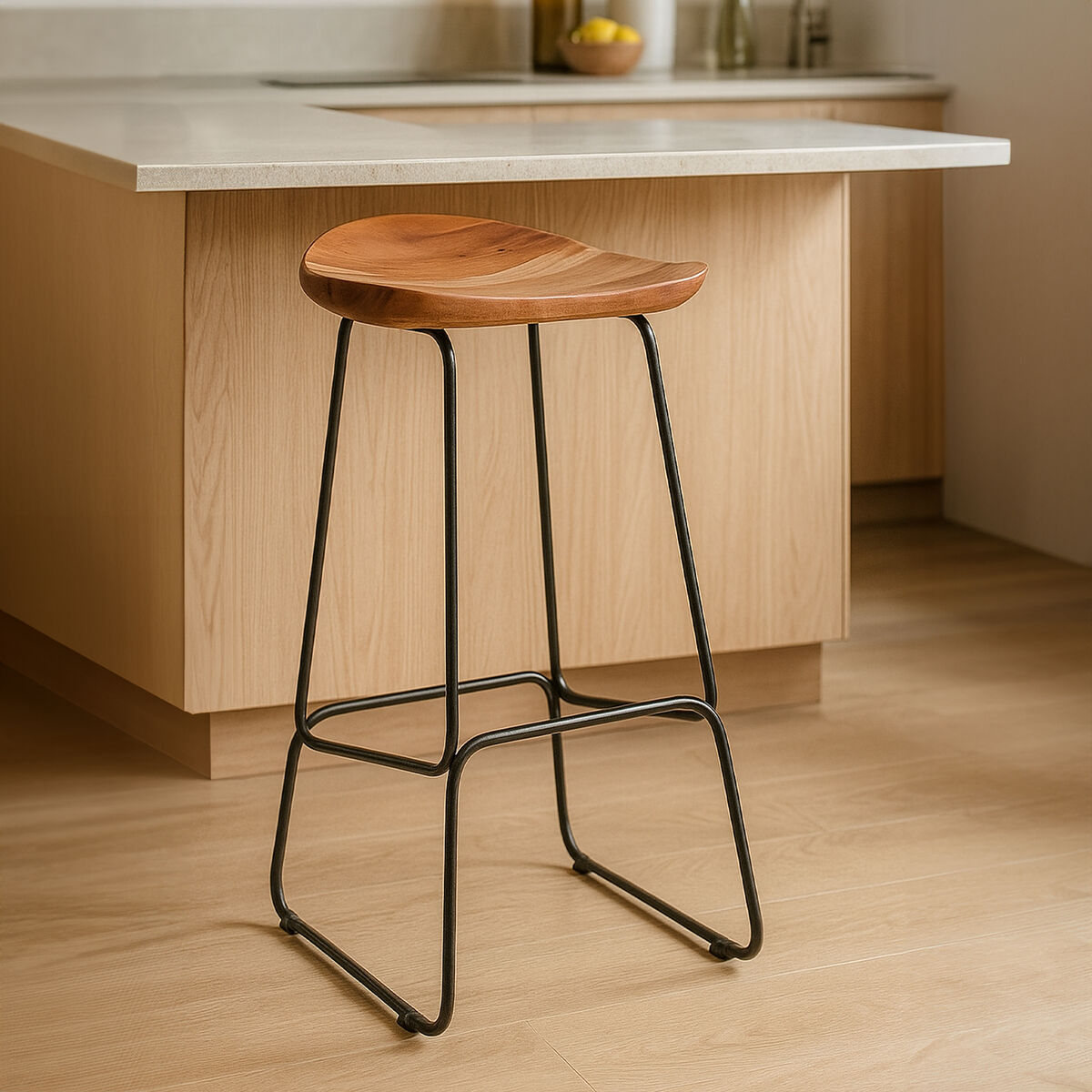 Nandri Black Frame Bar Stool