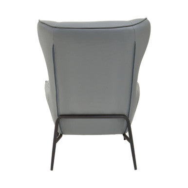 Kaiko Grey Faux Leather Wingback Armchair and Footstool