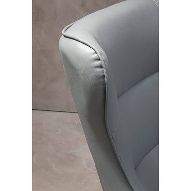 Kaiko Grey Faux Leather Wingback Armchair and Footstool