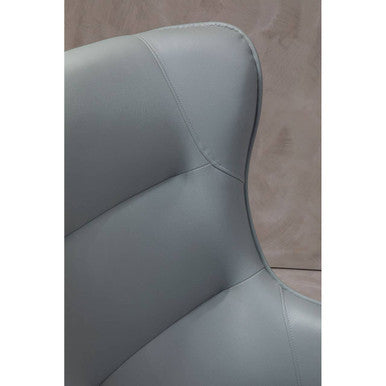 Kaiko Grey Faux Leather Wingback Armchair and Footstool