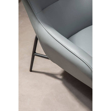Kaiko Grey Faux Leather Wingback Armchair and Footstool