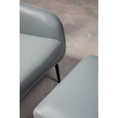 Kaiko Grey Faux Leather Wingback Armchair and Footstool