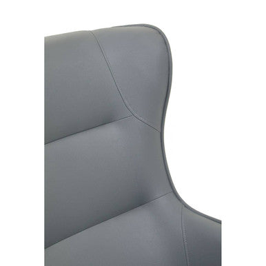 Kaiko Grey Faux Leather Wingback Armchair and Footstool