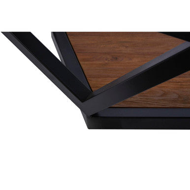 Black Hexagon Metal Frame Coffee Table with Glass Top, Cibo