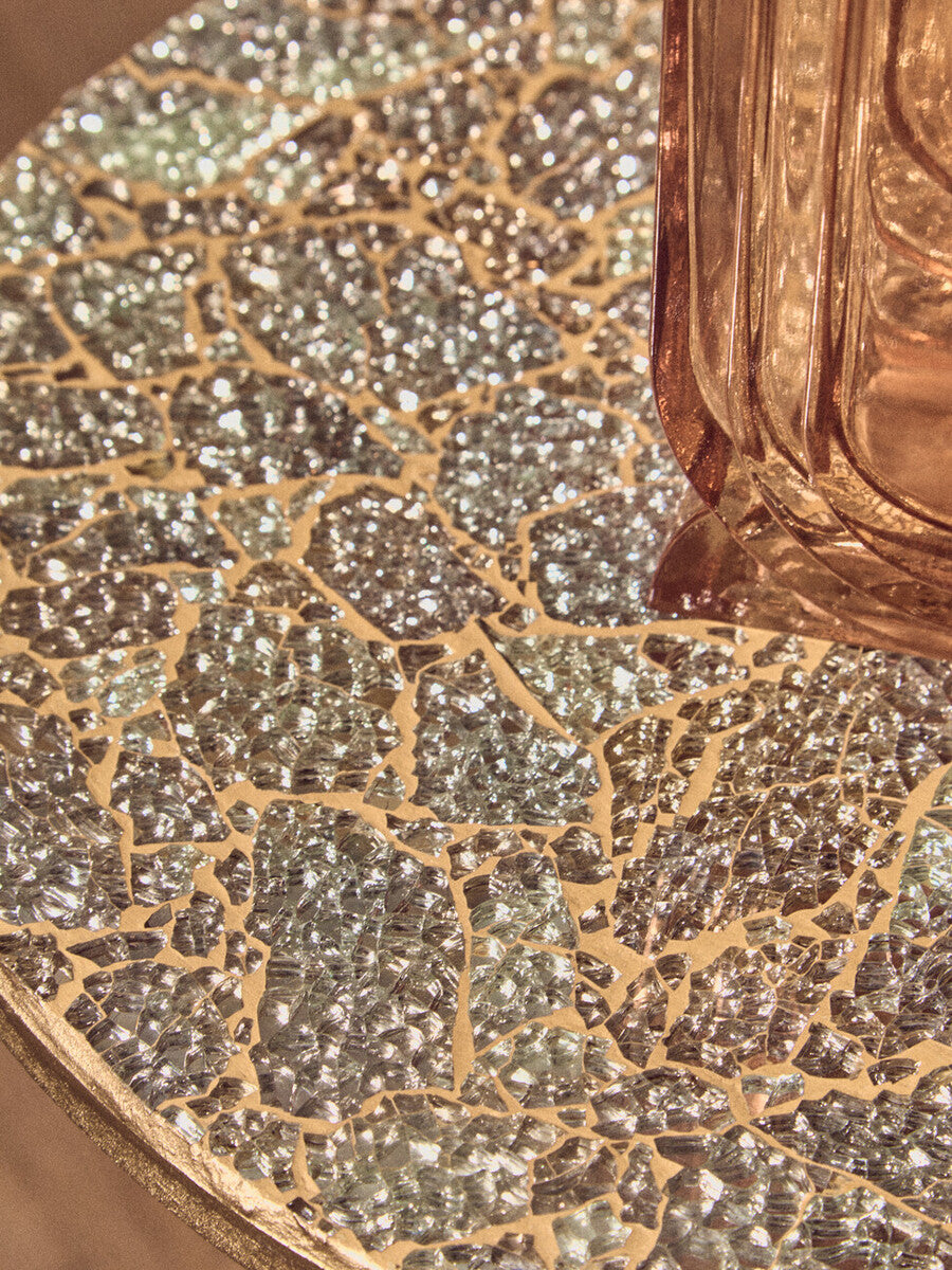 Inventivo Mosaic Top Gold Finish Side Table