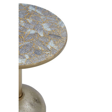 Inventivo Mosaic Top Gold Finish Side Table