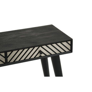 Silver and White Two Drawer Console Table in Acacia Wood | Boho