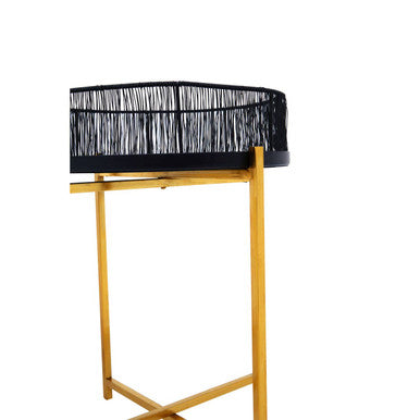 Set of 2 Black Wire and Gold Metal Frame Nesting Tables | Enzo