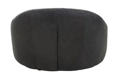 Antique Black Leather Lounge Cocoon Chair | Hoxton