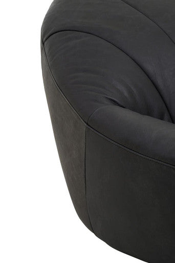 Antique Black Leather Lounge Cocoon Chair | Hoxton