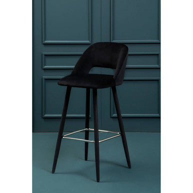 Warren Black Velvet Bar Chair
