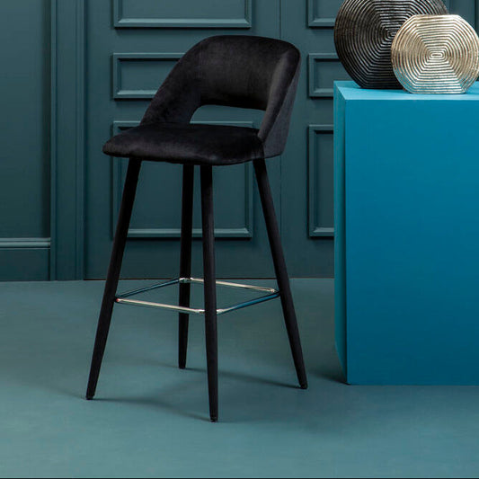 Warren Black Velvet Bar Chair