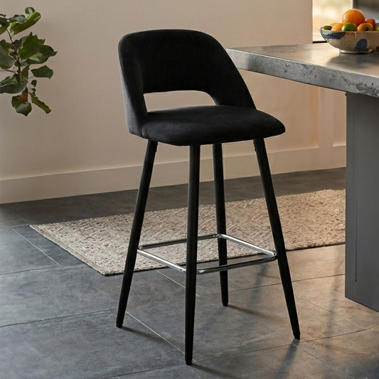 Warren Black Velvet Bar Chair