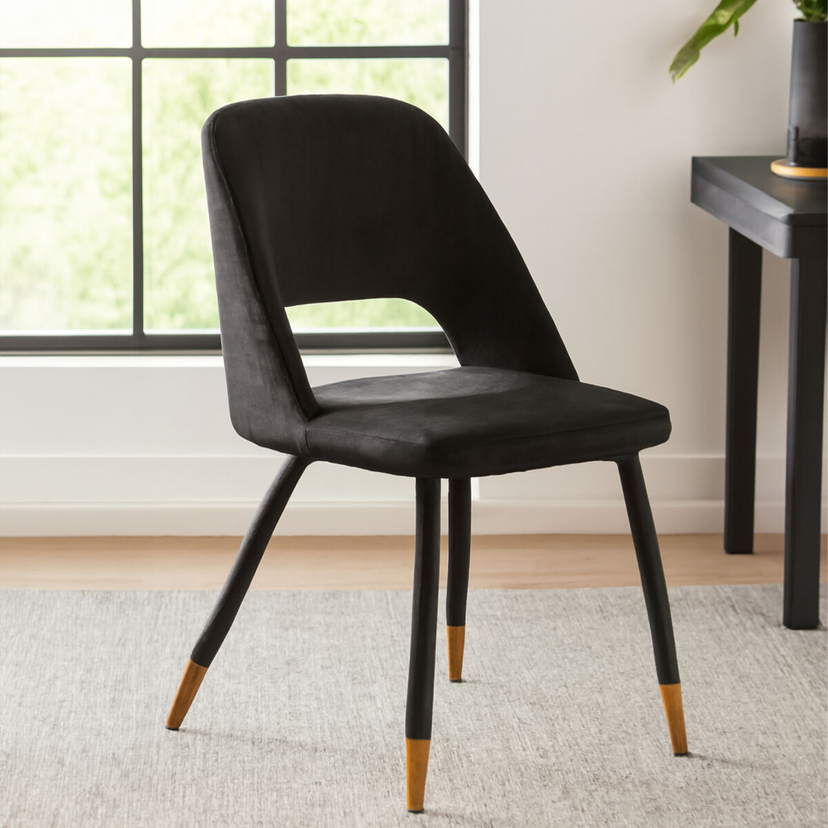 Warren Black Velvet Dining Chair