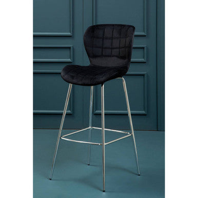 Warton Black Velvet Bar Chair