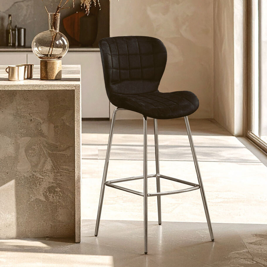 Warton Black Velvet Bar Chair