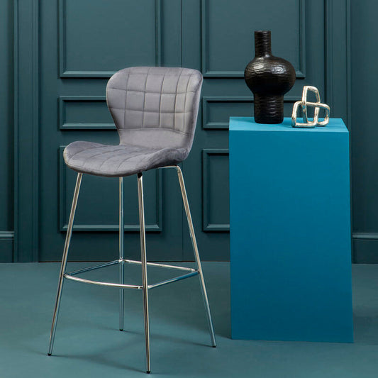 Warton Grey Velvet Bar Chair