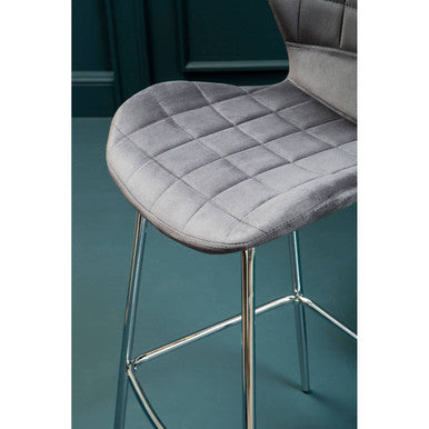 Warton Grey Velvet Bar Chair