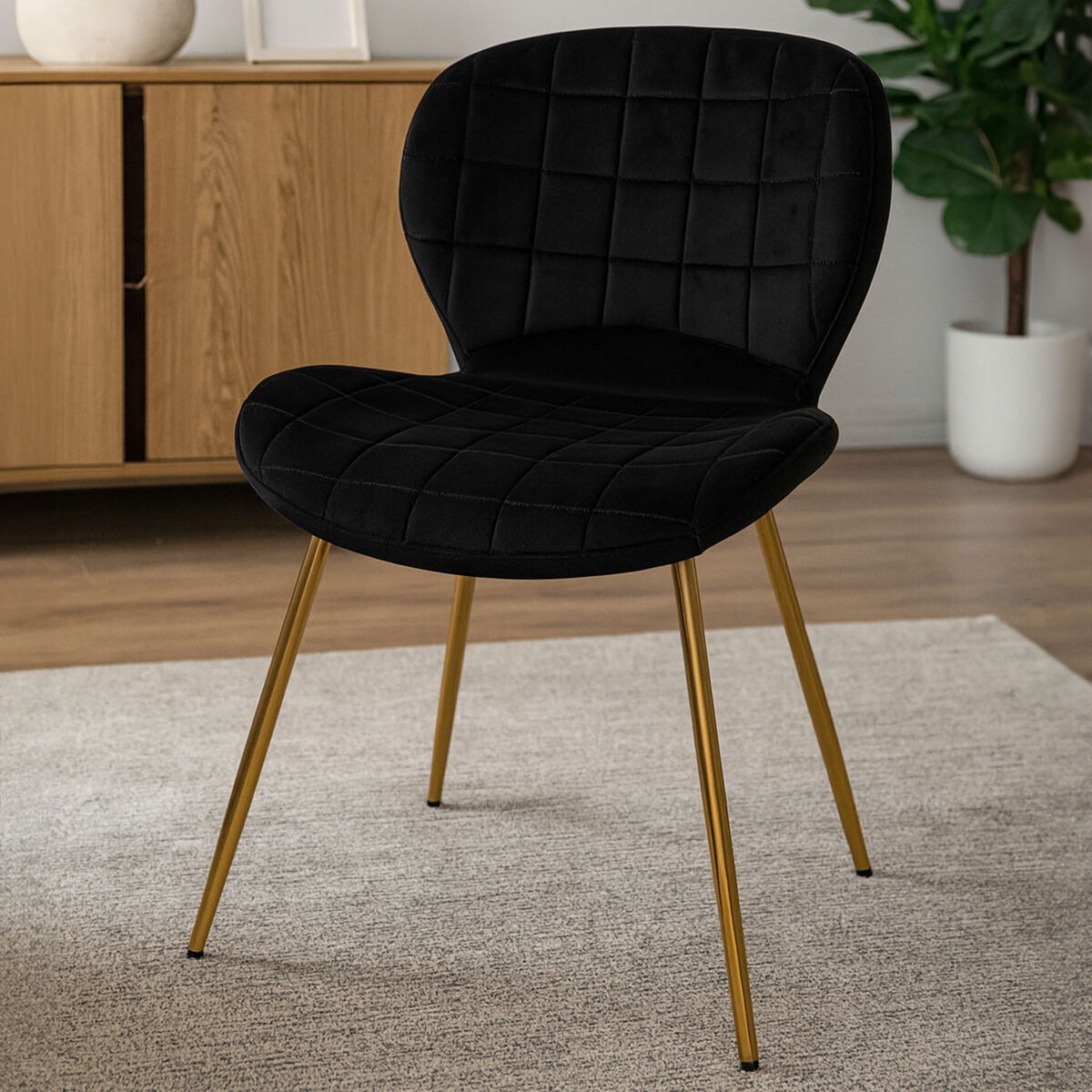Warton Black Velvet Dining Chair