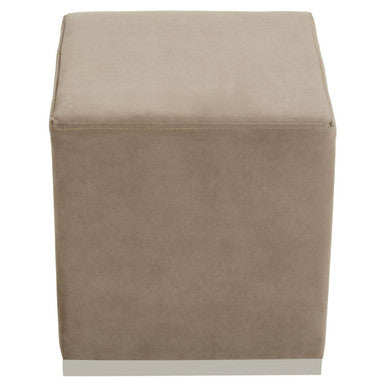 Hagen Mink Velvet Square Stool with Stainless Steel Base