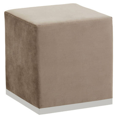 Hagen Mink Velvet Square Stool with Stainless Steel Base