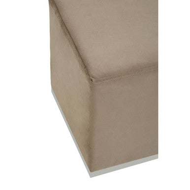Hagen Mink Velvet Square Stool with Stainless Steel Base
