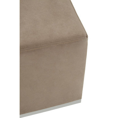 Hagen Mink Velvet Square Stool with Stainless Steel Base