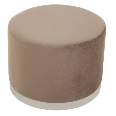 Hagen Mink Velvet Round Stool with Stainless Steel Base