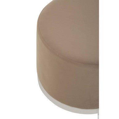 Hagen Mink Velvet Round Stool with Stainless Steel Base