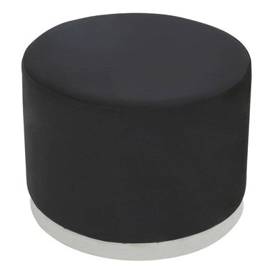 Hagen Black Velvet Round Stool with Stainless Steel Base
